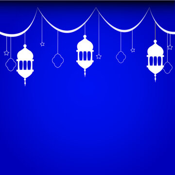 Ramadan Kareem dark blue background banner vector set with luxury ornament Ramadan Eid Mubarak background