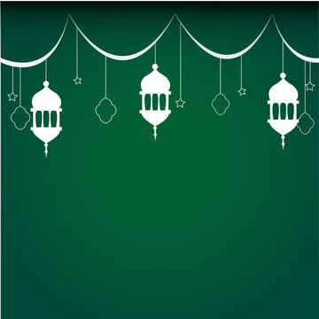 Ramadan Kareem dark green background banner vector set with luxury ornament Ramadan Eid Mubarak background