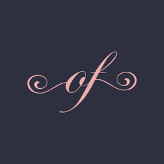  Initial Handwritten OF O F Letters Logo with a minimalist design.