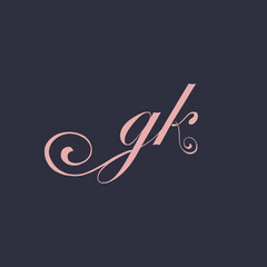  Initial Handwritten GK G K Letters Logo with a minimalist design.