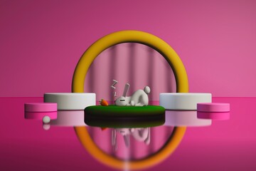 3d podium stage product display for advertising.