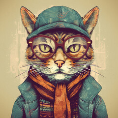 Cat in a Cool Outfit with Glasses - The Most Stylish Cat in Town