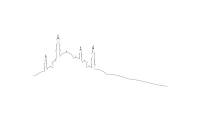 Oriental mosque outline. Colorable vector illustration.