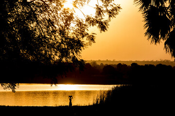 Karsome lake at dusk, Togo.