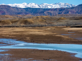 A recreational reservoir in western Colorado, partially drained because of invasive zebra mussels.