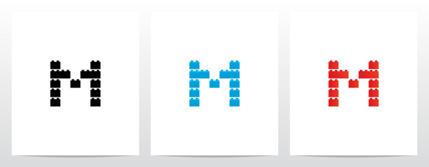 Construction Bricks Toys Letter Logo Design M