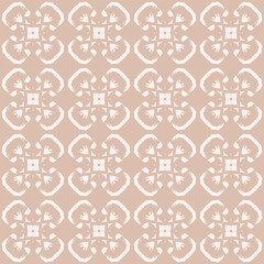 Fototapeta na wymiar Seamless pattern with geometric line brush stroke shapes and line in nude colors. Minimalist Boho Printable in pastel color. Vector Aesthetic background with petals.