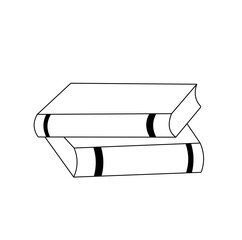 Vector isolated one single two books stack colorless black and white contour line easy drawing