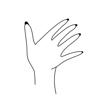 recommend clip art: Vector isolated one single hand palm view colorless black and white contour line easy drawing