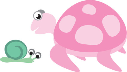 pink turtle and snail friend