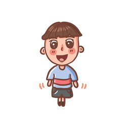 a boy cartoon smiling 