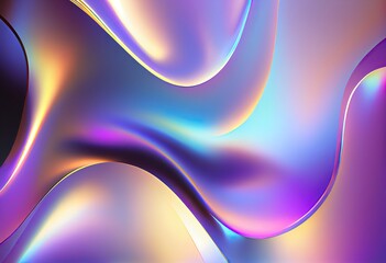 Abstract fluid 3D render iridescent modern retro futuristic holographic chromatic dynamic wave in motion. Ideal for backgrounds wallpapers banners posters and covers