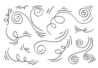Fototapeta premium doodle wind illustration vector hand drawn style isolated on white background.
