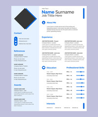 Professional Resume Template Vector Design