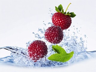 Colorful berries splash fruit art created with Generative AI.