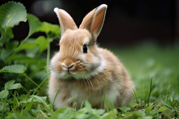 Naklejka na ściany i meble A bunny rabbit outside in the grass
