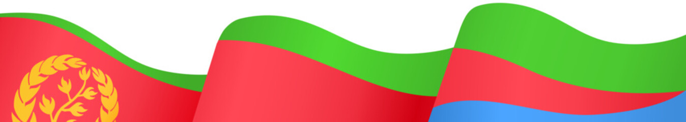 Eritrea flag wave isolated on png or transparent background