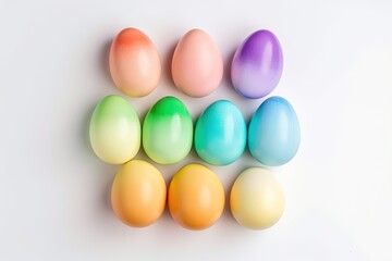 Pastel rainbow Easter eggs Isolated on a white background