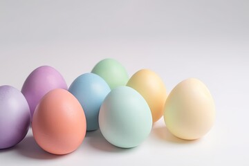 Pastel rainbow Easter eggs Isolated on a white background