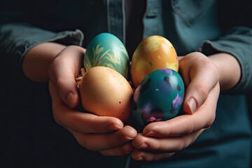 Hands holding Easter eggs