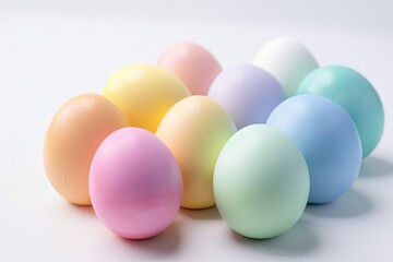 Pastel rainbow Easter eggs Isolated on a white background