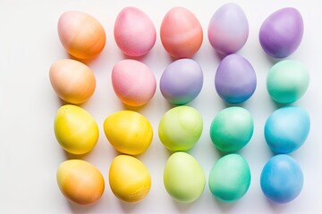 Pastel rainbow Easter eggs Isolated on a white background