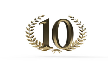 3d golden 10 years anniversary celebration with star background