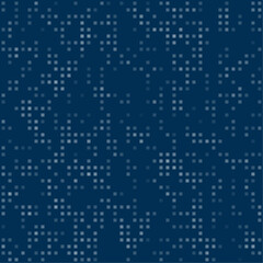 Abstract seamless geometric pattern. Mosaic background of white squares. Evenly spaced small shapes of different color. Vector illustration on dark blue background