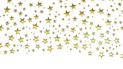 XMAS Banner with golden decoration. Festive border with falling glitter dust and stars.