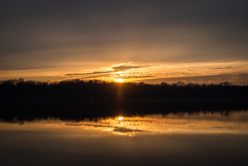 An orange sunset on the lake