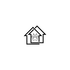Pet house home logo. Pet hotel house icon isolated on white background