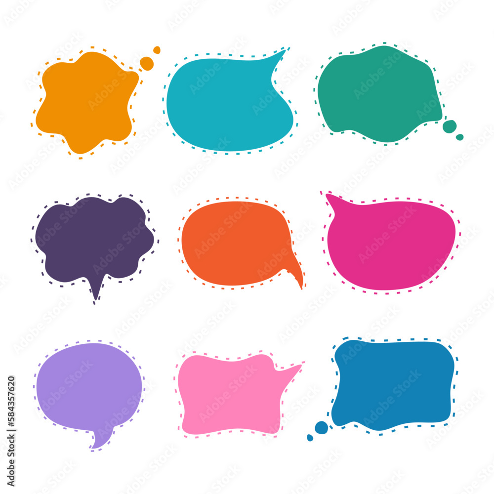 Aufkleber set of different multicolor speech bubbles isolated on white background. elements design vector illu