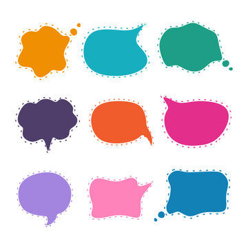 Set of Different multicolor speech bubbles isolated on white background. Elements design vector illustration