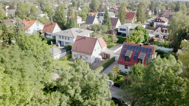 Beautiful view of buildings and park with trees in the city of Munich, Germany