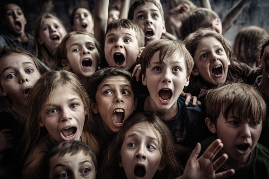 A crowd of screaming children can be a chaotic and overwhelming experience, as the high-pitched and piercing sounds can be difficult to tolerate. Generative AI