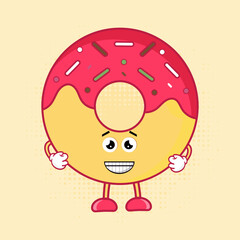 Cute Donuts Character, Cute Donuts Character features a charming and lovable donut character that is sure to bring a smile to your face,  This cute little treat is perfect for all your design needs.
