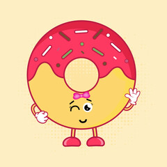 Cute Donuts Character, Cute Donuts Character features a charming and lovable donut character that is sure to bring a smile to your face,  This cute little treat is perfect for all your design needs.