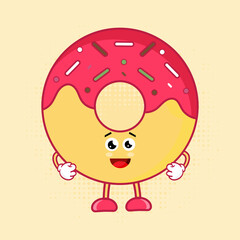 Cute Donuts Character, Cute Donuts Character features a charming and lovable donut character that is sure to bring a smile to your face,  This cute little treat is perfect for all your design needs.