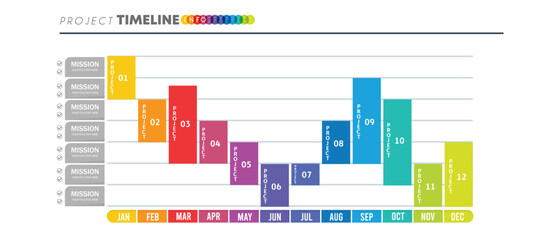 infographic Project timeline graph for 12 months modern diagram calendar, presentation vector infographic.