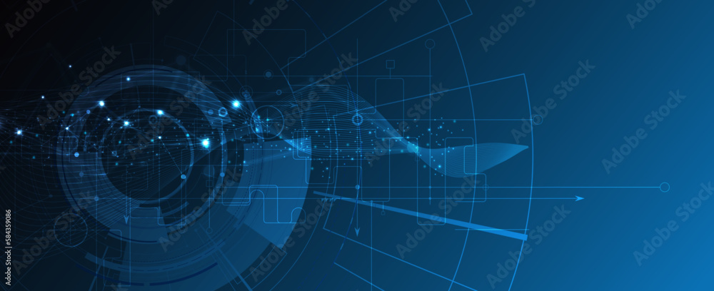 Aufkleber Quantum processing. Deep learning artificial intelligence. Future new technology  for business or science presentation