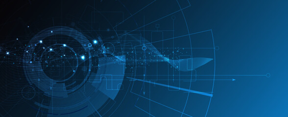 Quantum processing. Deep learning artificial intelligence. Future new technology  for business or science presentation