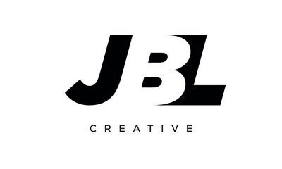 JBL letters negative space logo design. creative typography monogram vector	