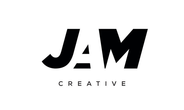 JAM letters negative space logo design. creative typography monogram vector	