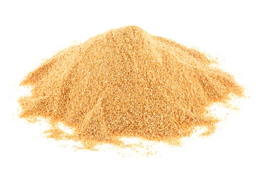 Pile of orange peel powder isolated on a white background