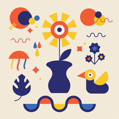 summer  abstract vector set