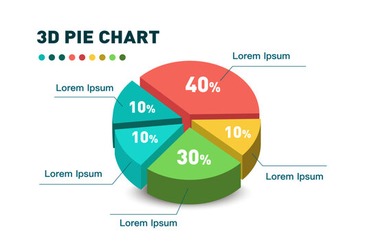 3d pie chart five pieces.Infographic isometric puzzle circular template.report, business analytics, data