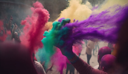 Naklejka na ściany i meble Vibrant Colors and Joyful Celebrations: Capturing the Spirit of Holi Festival in India