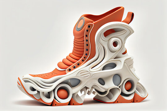 Futuristic Boots: Where Style Meets Innovation - White and Orange Boots Revolutionizing Contemporary Design - Generative AI