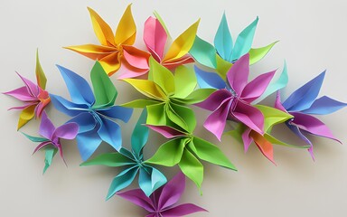 Fototapeta premium colorful flowers origami