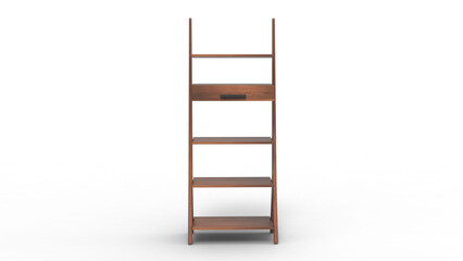 wood Shelve front view with shadow 3d render